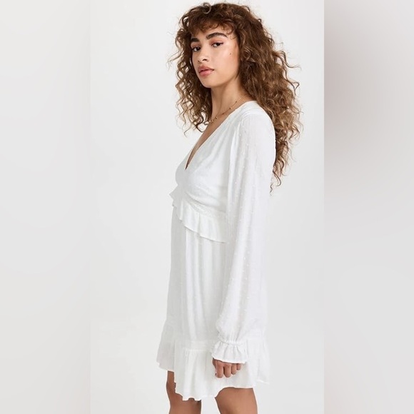 PAIGE White ODELISE raised dot ruffle hem mini dress size‎ S. - Picture 2 of 15